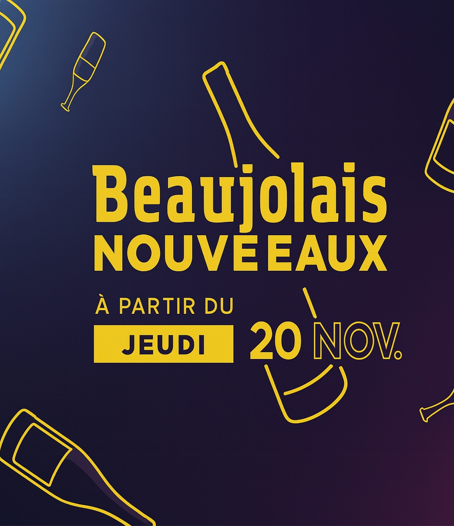 Statická koláž lahví Beaujolais Nouveau